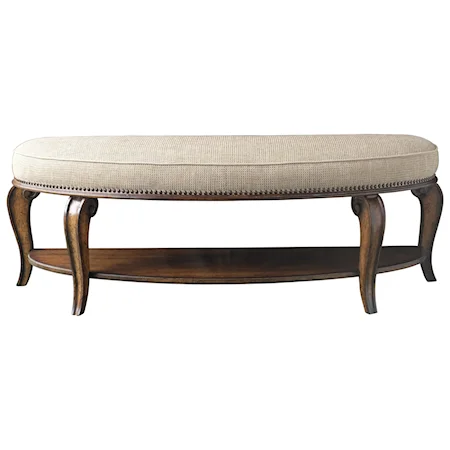 Demilune Upholstered Bed Bench with Shelf