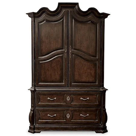 Traditional Armoire with Serpentine Shaped Top