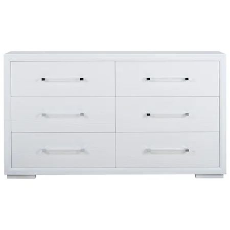 Gloss White Brickell Dresser with Acrylic Drawer Pulls