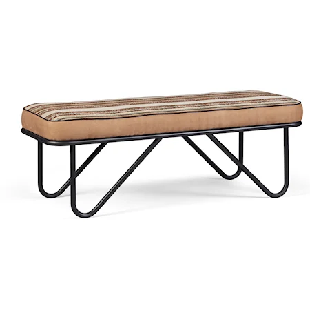 Blackhawk Bench with Retro Metal Base & Southwest Fabric