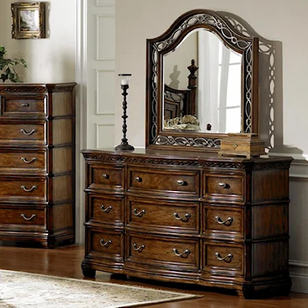 Drawer Dresser & Landscape Mirror