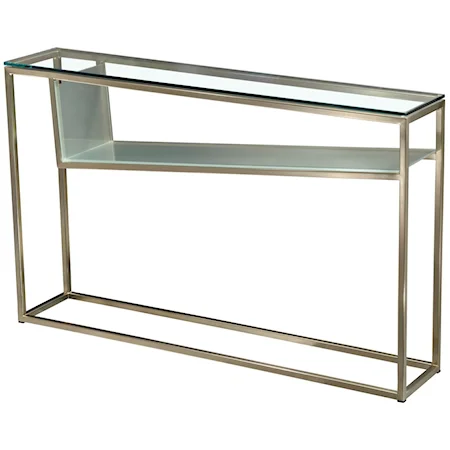 Rectangular Console Table with Angled Glass Shelf