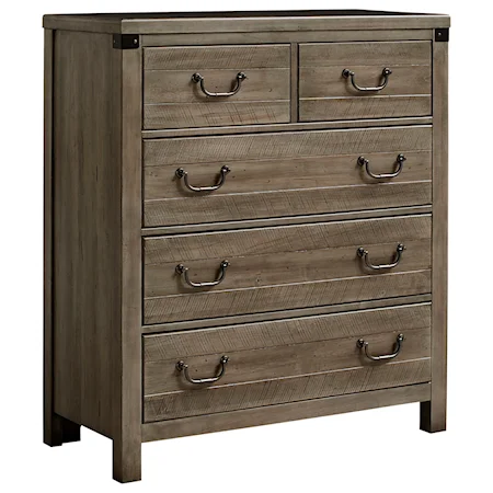 Contemporary Solid Wood Chest with 5 Drawers