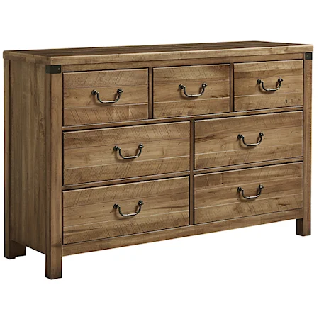 Contemporary Solid Wood Dresser with 7 Drawers