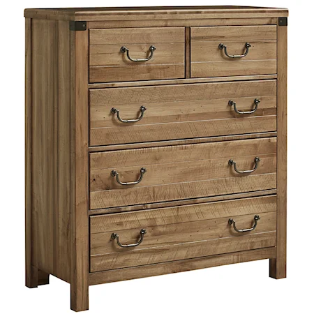 Contemporary Solid Wood Chest with 5 Drawers