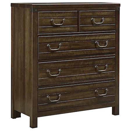 Contemporary Solid Wood Chest with 5 Drawers