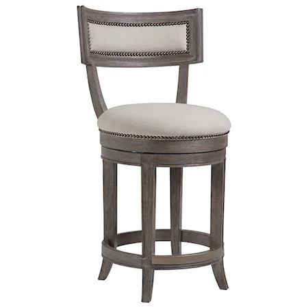 Apertif Upholstered Swivel Counter Stool with Nailheads