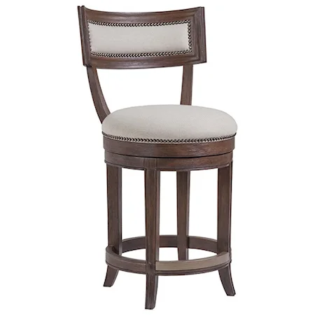 Apertif Upholstered Swivel Counter Stool with Nailheads