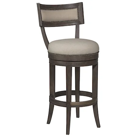 Apertif Upholstered Swivel Barstool with Nailheads