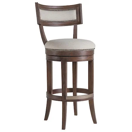 Apertif Upholstered Swivel Barstool with Nailheads