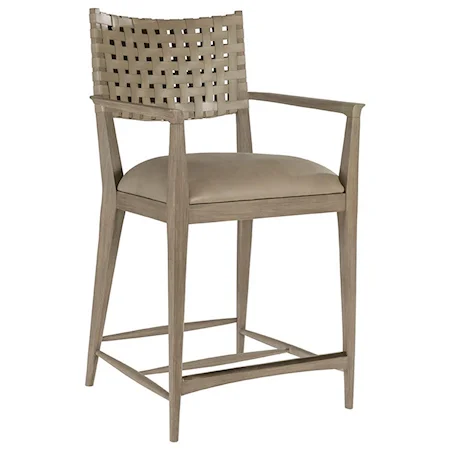 Milo Counter Stool with Woven Leather Back