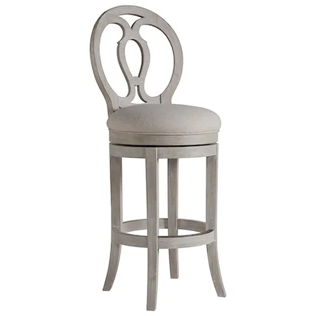 Axiom Oval Back Swivel Barstool with Upholstered Seat