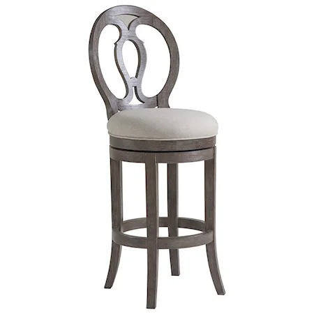 Axiom Oval Back Swivel Barstool with Upholstered Seat