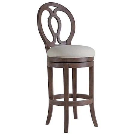 Axiom Oval Back Swivel Barstool with Upholstered Seat