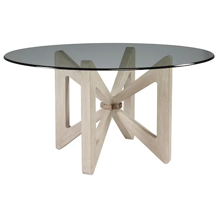 Butterfly Contemporary Round Dining Table With Glass Top