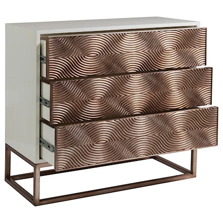 Transitional 3-Drawer Hall Chest with Wave Pattern