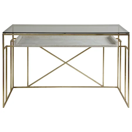 Transitional Writing Desk with Glass Top