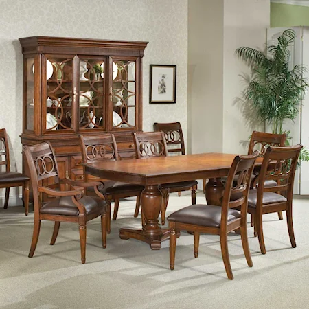 Seven Piece Double Pedestal Table Dining Group