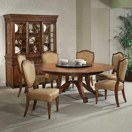 Seven Piece Grand Round Dining Table Group