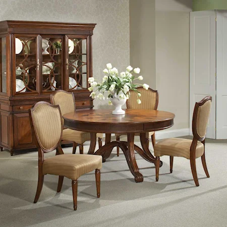 Five Piece Grand Round Dining Table Group