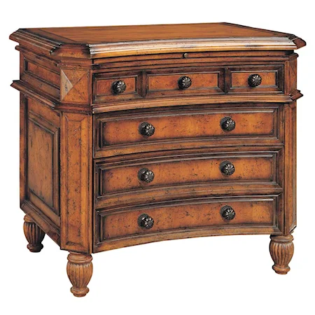 4 Drawer Night Stand with Pull Out Drink Tray