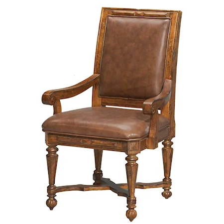 Traditional Leather Dining Arm Chair