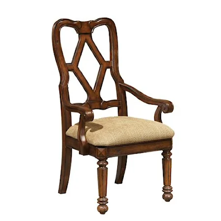 Upholstered Diamond Back Dining Arm Chair