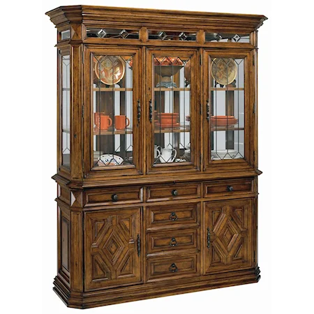 Elegant and Spacious China Cabinet with Glass Display Hutch