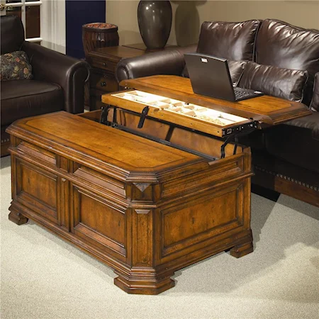 Multi-Functional Coffee Table w/ 5 Full Extension Drawers & Lift Top Work Surface Area