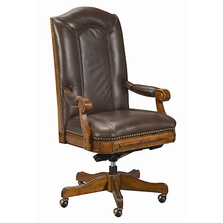 Leather High Back Executive Office Chair with Nail Head Trim