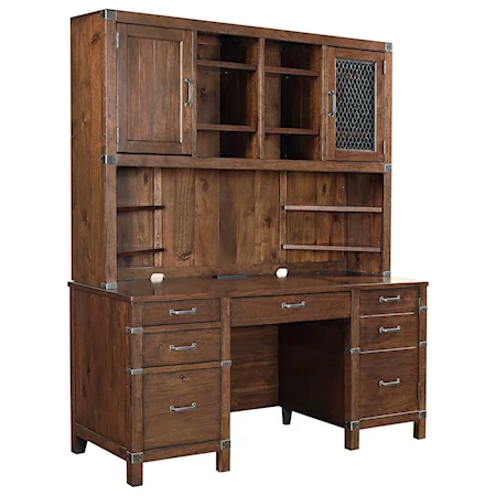 Credenza and Hutch with USB Port and Outlets