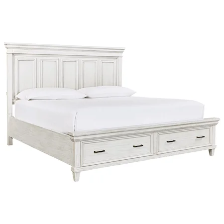 Casual Queen Panel Bed with Footboard Storage