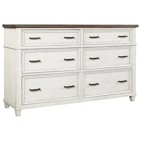 Casual 6-Drawer Dresser with 2 Felt-Lined Drawers and 2 Cedar-Lined Drawers