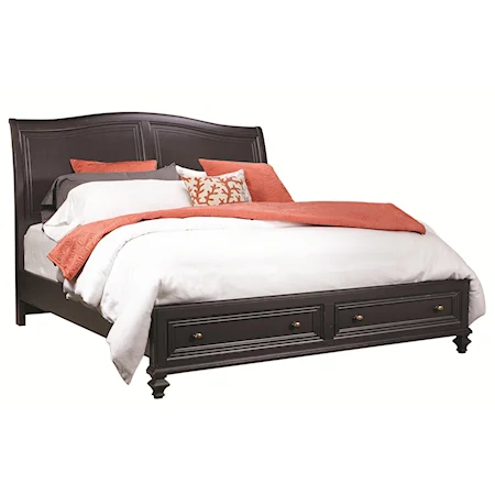 Queen Sleigh Bed with Panel Headboard and Storage Footboard