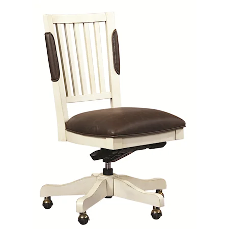 Office Chair with Leather Seat and Five-Star Base