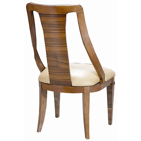 Dining Wood Slat-Back Side Chair with Upholstered Seat