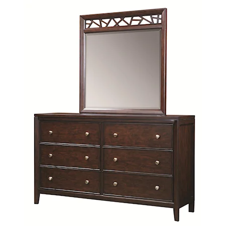 6-Drawer Dresser and Pierced Crown Mirror Set