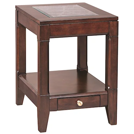 Chairside Table  with AC Outlets and Glass Insert
