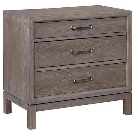 Three Drawer Nightstand with Outlets and LED Touch Pathway Lighting