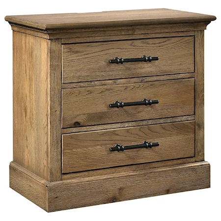 Transitional 3 Drawer Nightstand  with A/C Outlets