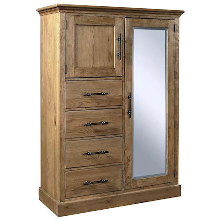 Transitional Armoire with Clothing Rod and Adjustable Shelves