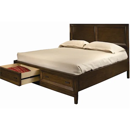 Queen-Size Panel Bed with Storage Footboard