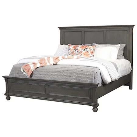 Transitional King Panel Bed with USB Ports