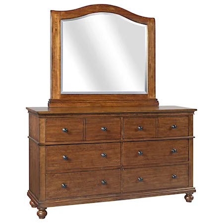 Transitional 6 Drawer Dresser and Mirror Set with Cedar and Felt Lining