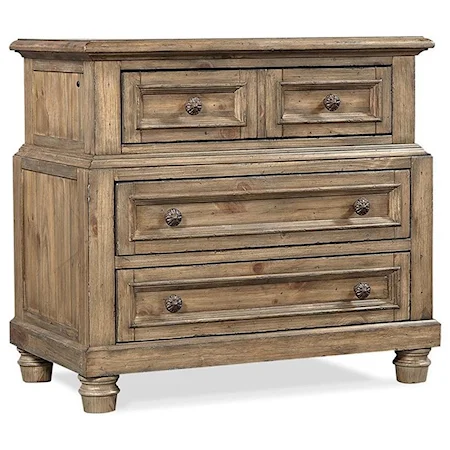 Traditional 3-Drawer Bedside Chest with Felt-Lined Top Drawer and AC Ports