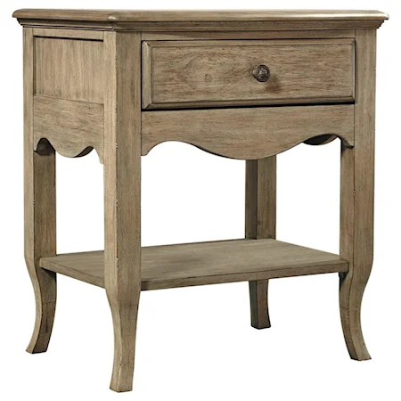 Casual 1-Drawer Nightstand with Felt-Lined Top Drawer and Open Bottom Shelf
