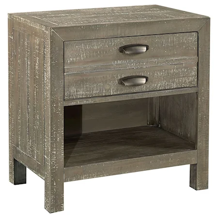 1 Drawer Nightstand with Storage Shelf