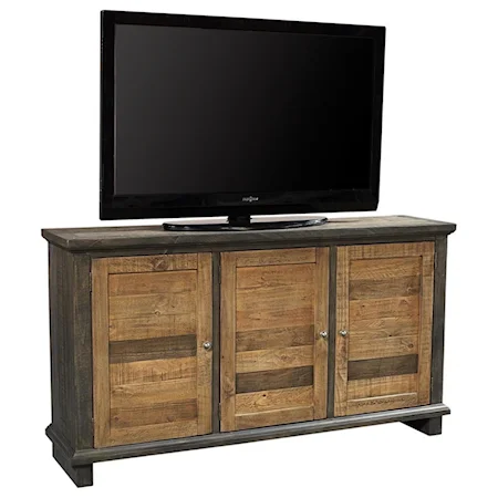 Rustic 65" Console with Adjustable Shelving and Wire Management