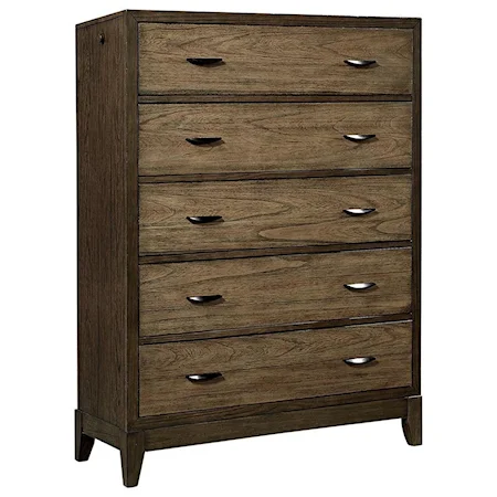 Transitional 5-Drawer Chest with Felt Lined Top Drawer