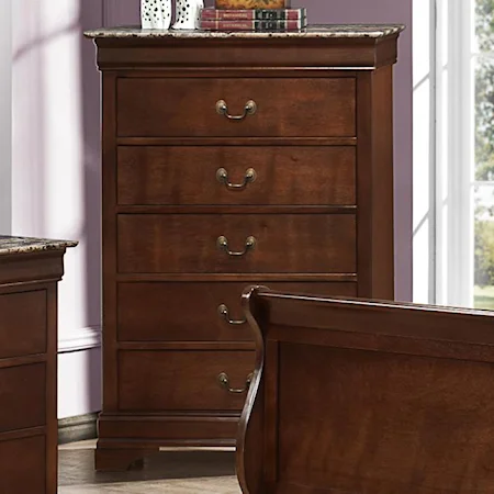 5-Drawer Chest with Faux Marble Top